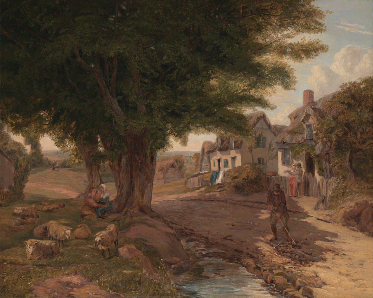 Village Scene (mahdollisesti Colickey Green, Essex) tekijältä Jessica Landseer