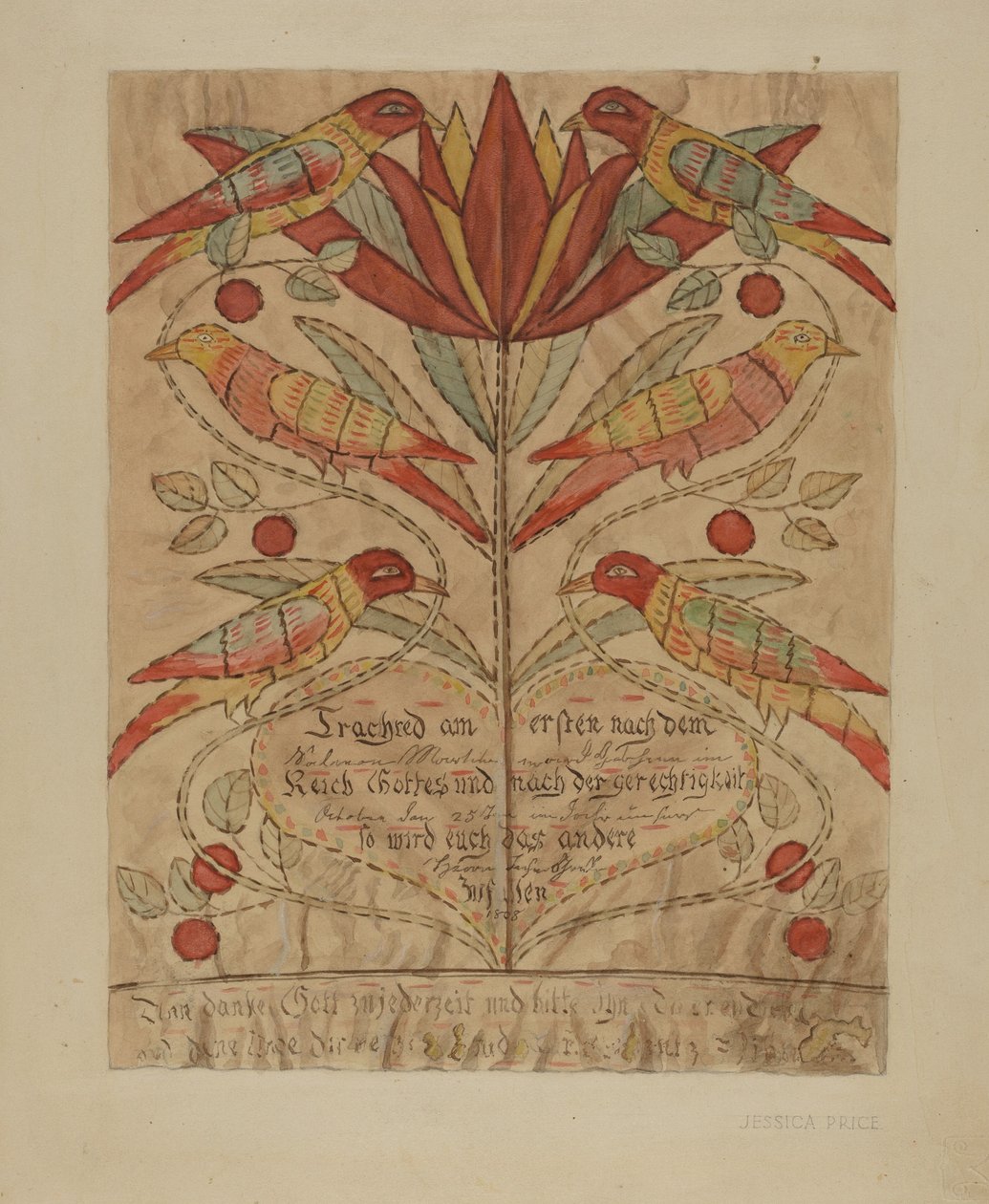 Fractur Piirustus Syntymätodistus, n. 1936. tekijältä Jessica Price