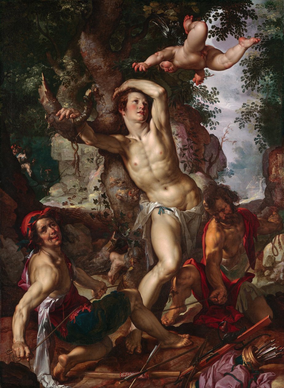 Pyhän Sebastianuksen marttyyrikuolema tekijältä Joachim Wtewael or Utewael