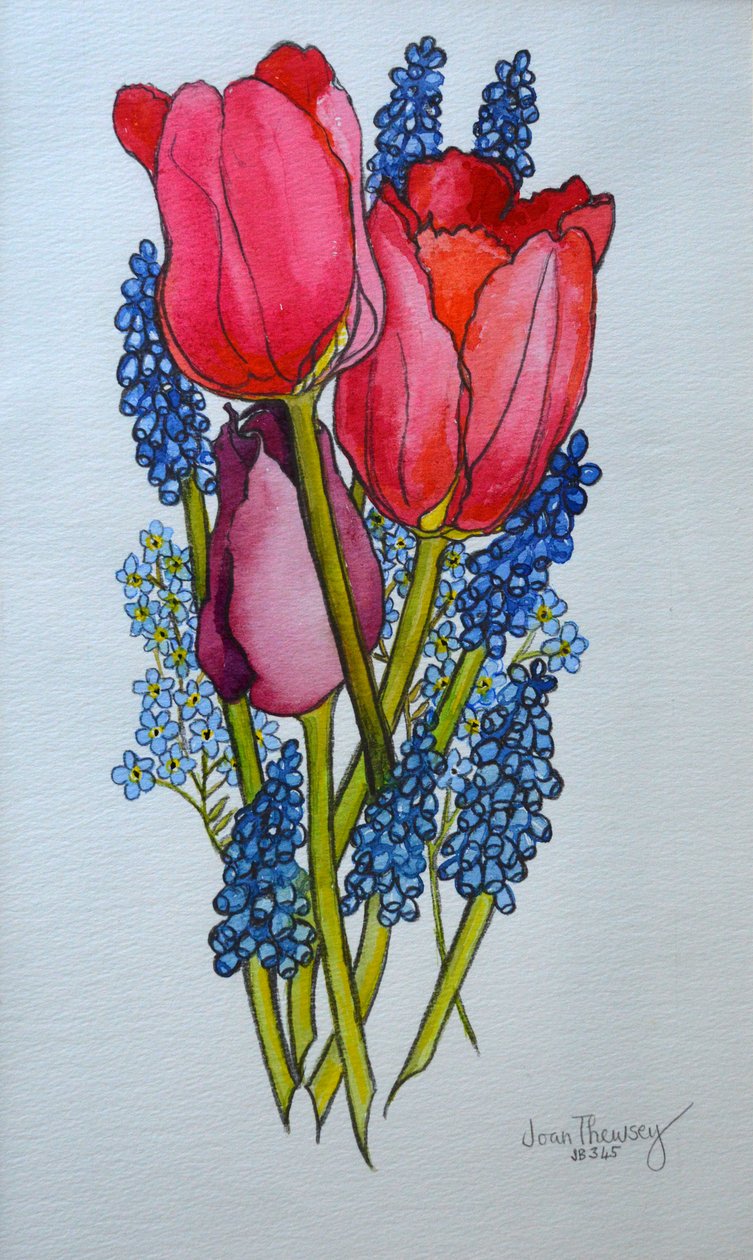 Tulppaanit, Muscari ja unohdat, 2002, tekijältä Joan Thewsey
