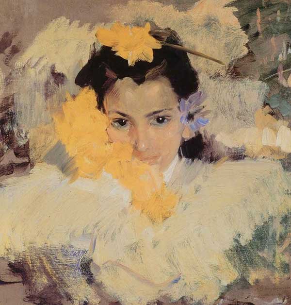 Tyttö kukilla Espanja: Nina con flores Portugali: Menina com flores tekijältä Joaquín Sorolla