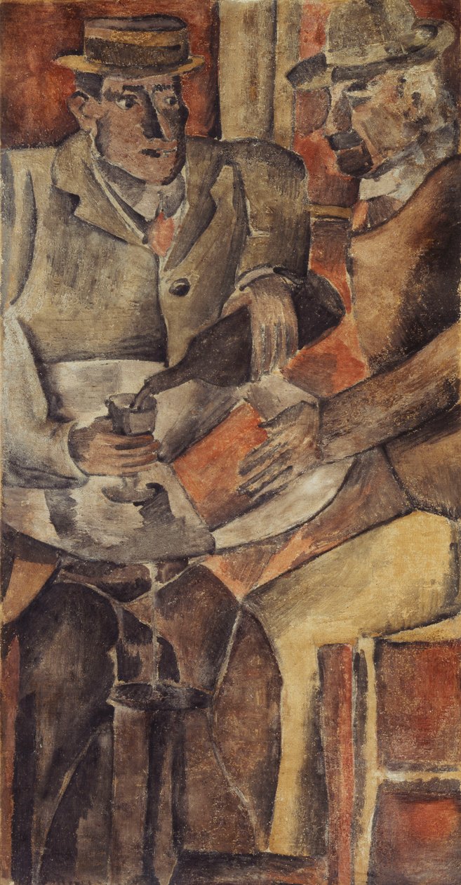 Cafe Gathering, noin 1926 (tempera kankaalle). tekijältä Joaquín Torres García