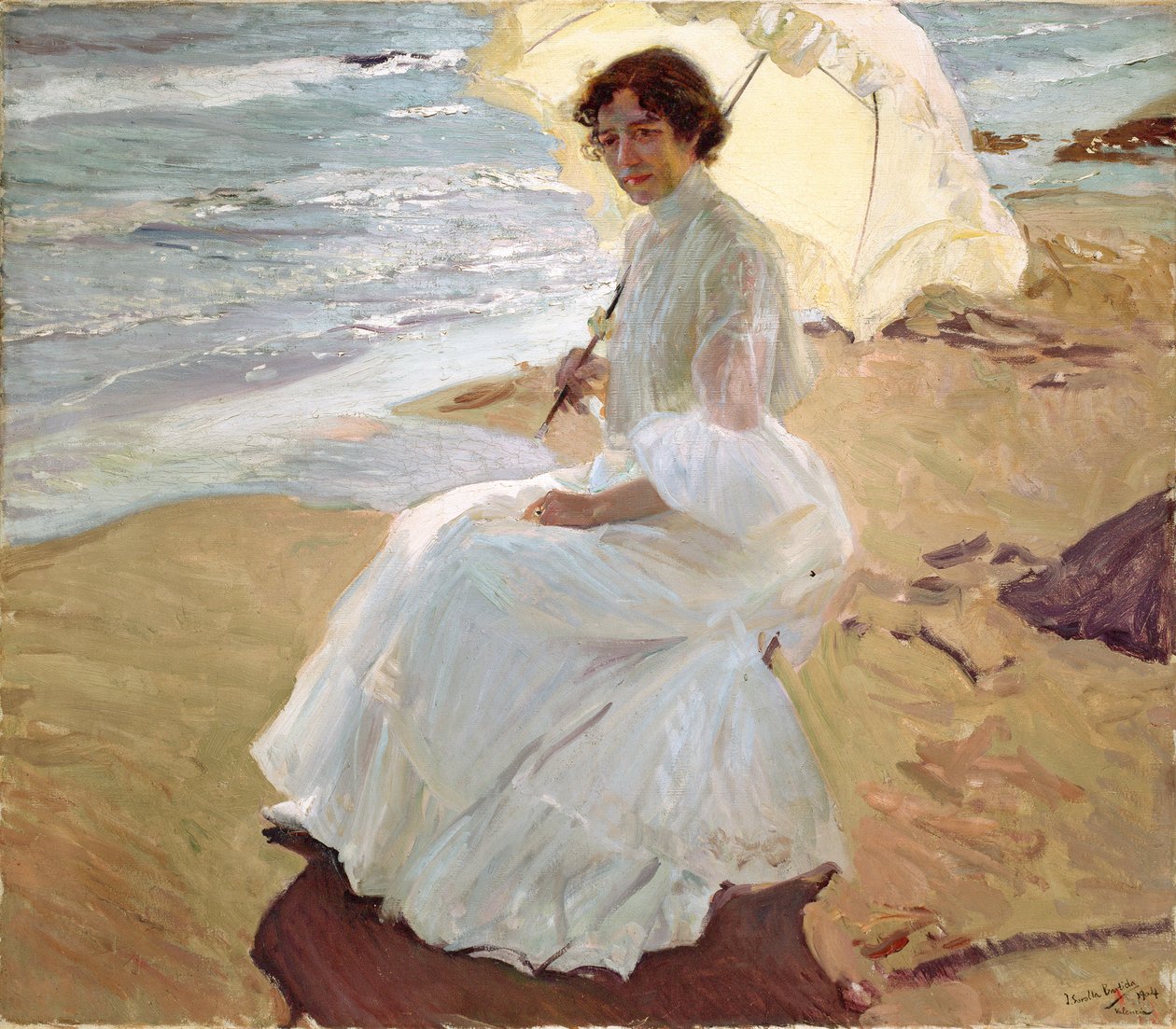 Clotilde rannalla, 1904. tekijältä Joaquín Sorolla