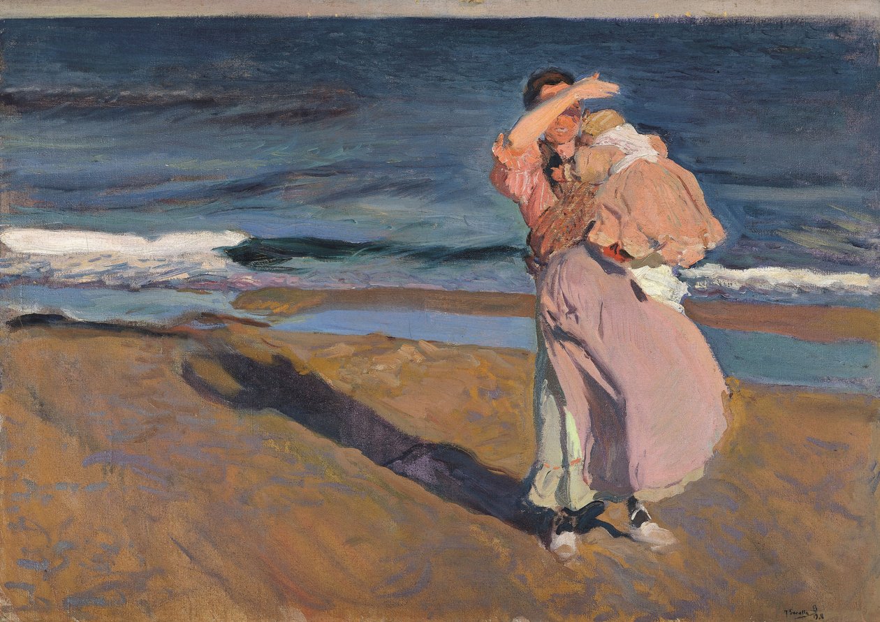 Kalastajanainen lapsen kanssa, Valencia, 1908. tekijältä Joaquín Sorolla