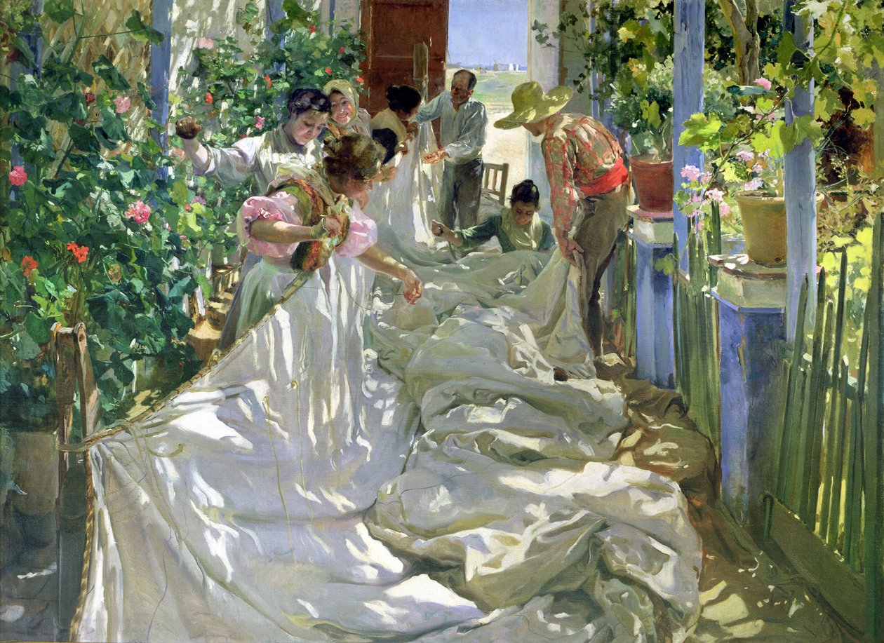 Purjeen korjaaminen, 1896 tekijältä Joaquín Sorolla