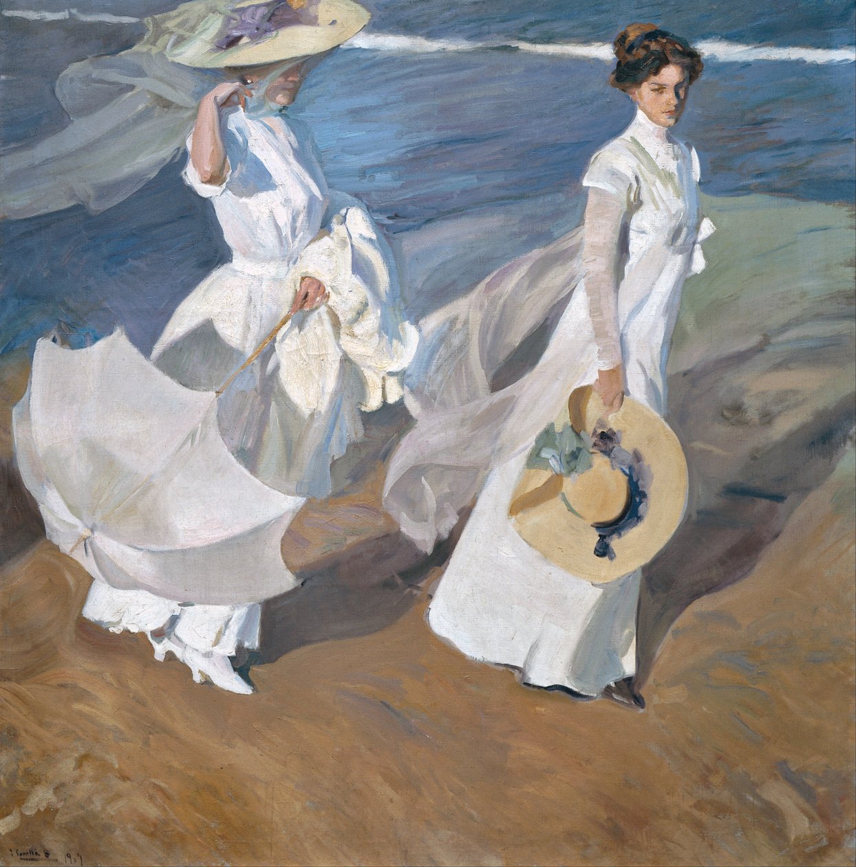 Kävely merenrantaa pitkin tekijältä Joaquín Sorolla