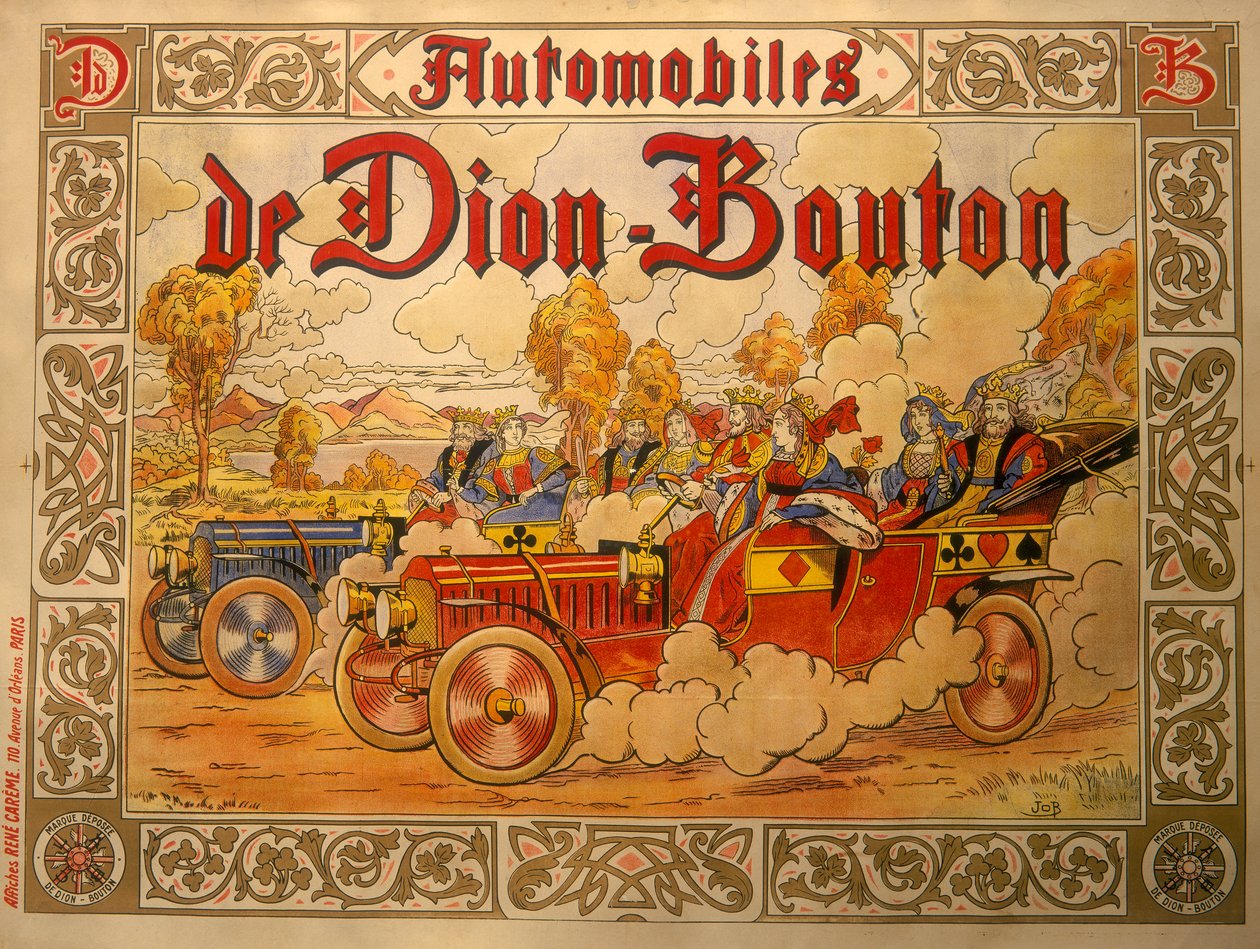 De Dion Bouton -autot, 1920-luvun julistemainos tekijältä Job Nixon