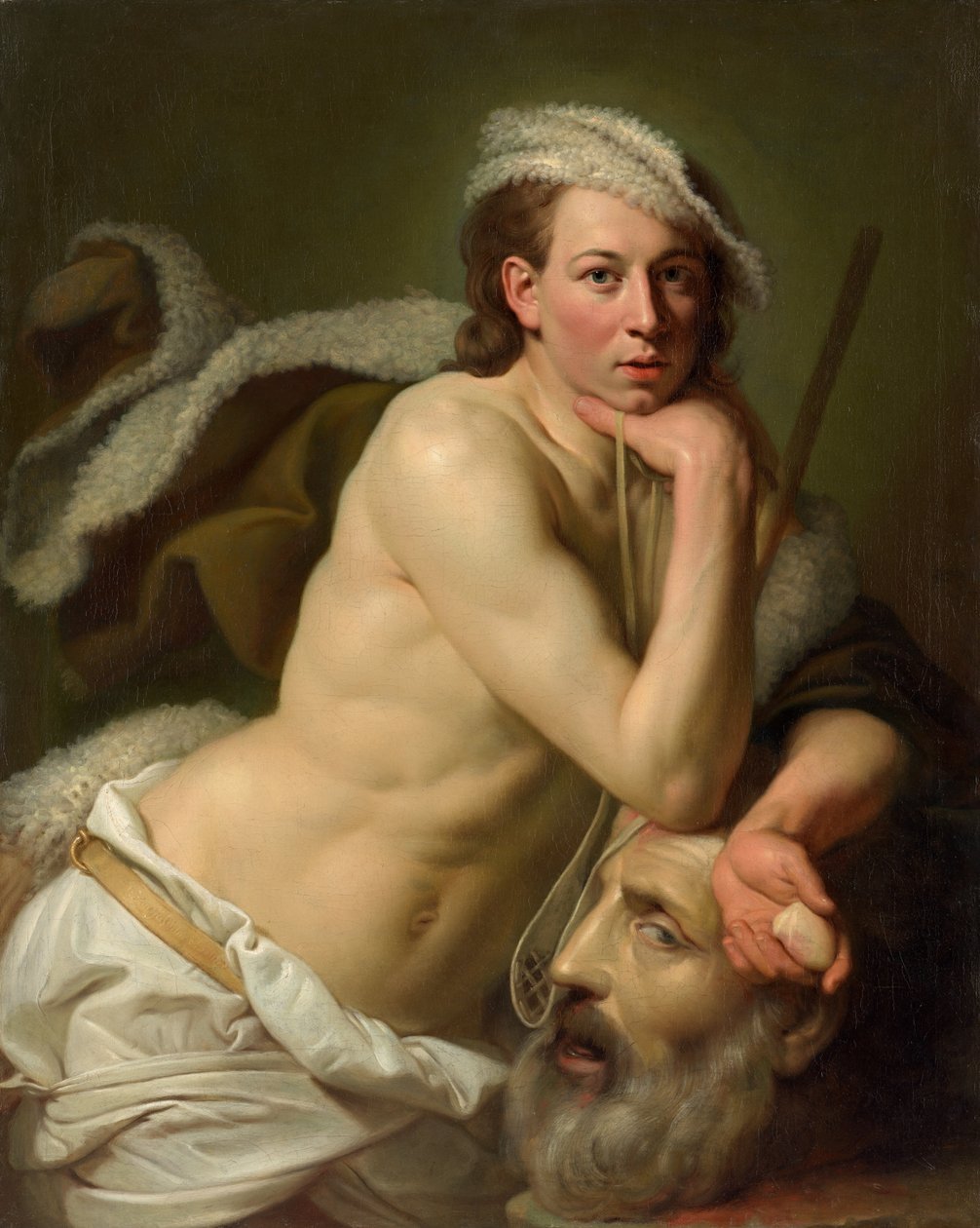 Omakuva Daavidina Goljatin pään kanssa tekijältä Johan Joseph Zoffany