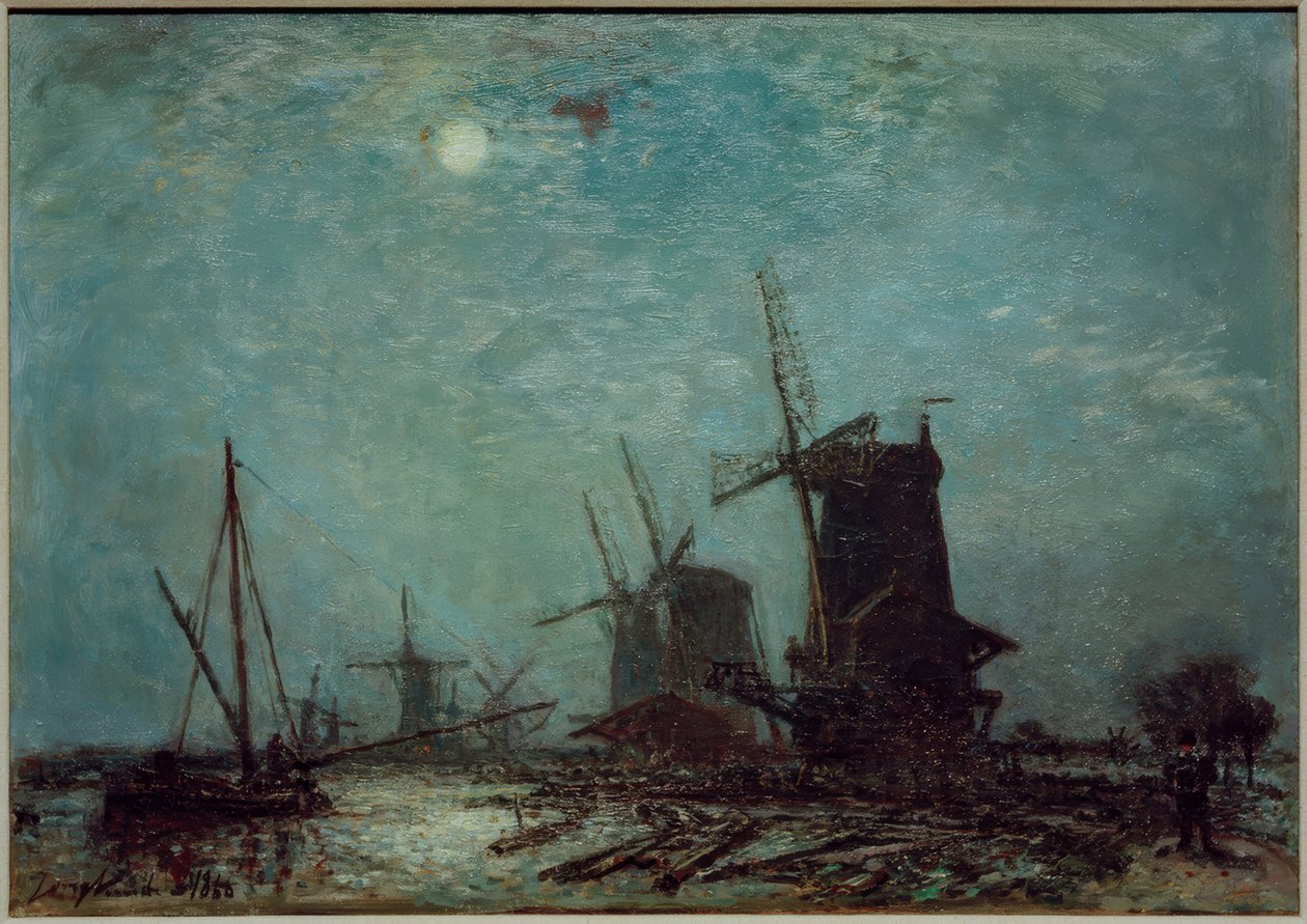 Mühlen an einem Kanal tekijältä Johan Barthold Jongkind