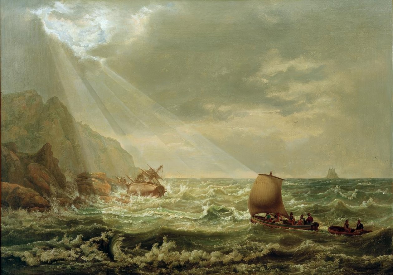 Haaksirikko Caprin kalliorannikolla tekijältä Johan Christian Dahl