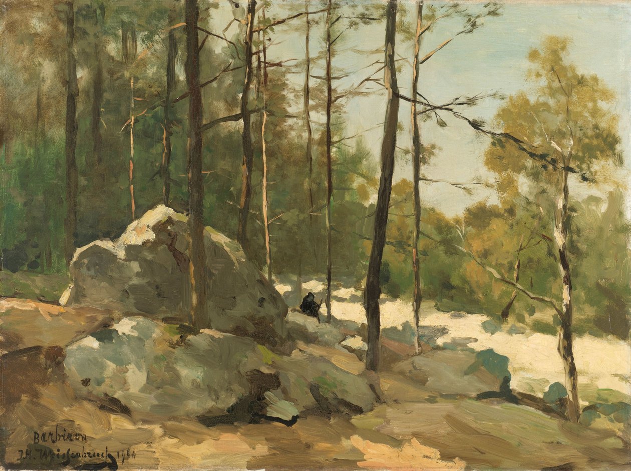 Metsäinen näkymä lähellä Barbizonia Metsänäkymä lähellä Barbizonia tekijältä Johan Hendrik Weissenbruch