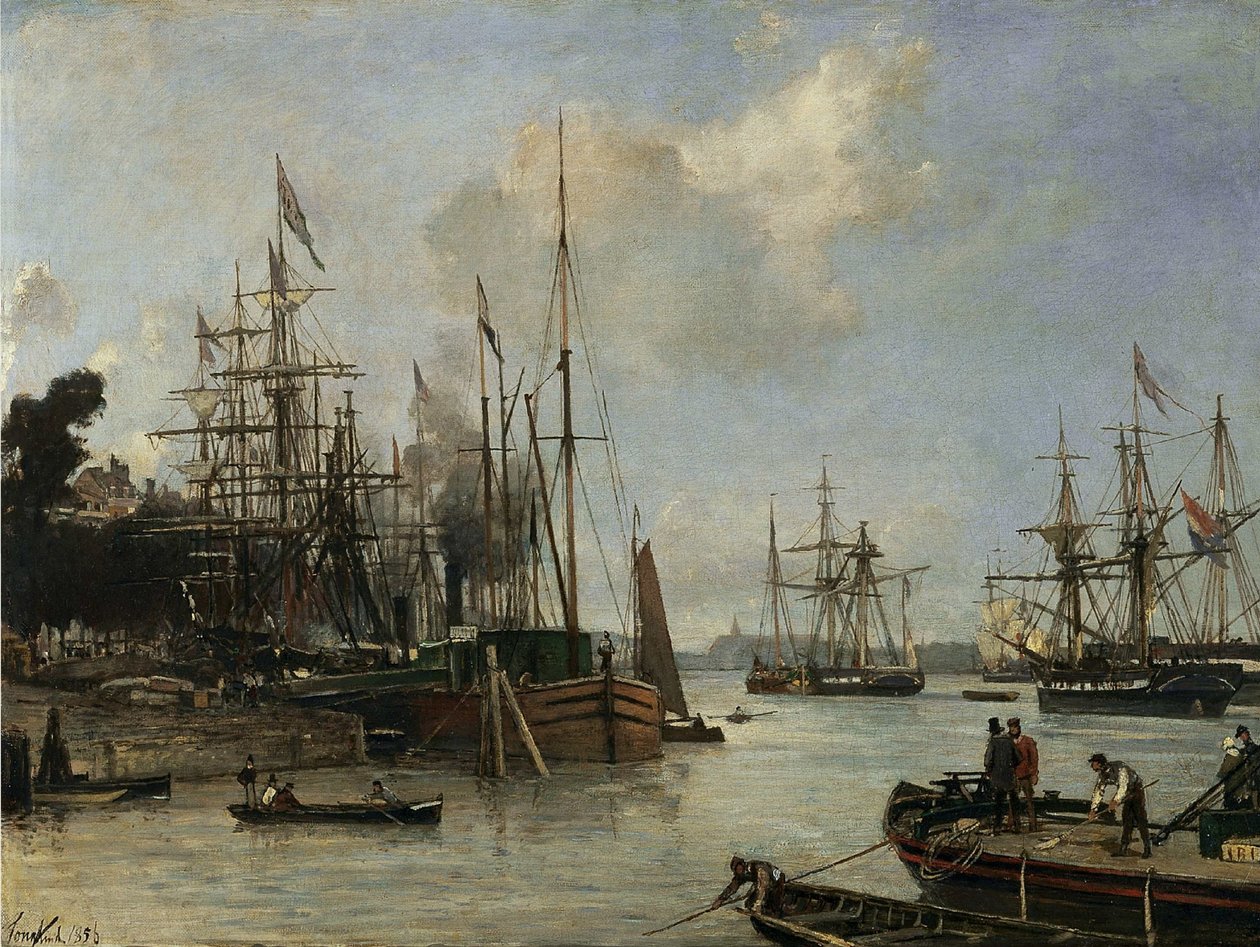 Näkymä satamaan, Rotterdam tekijältä Johan Jongkind