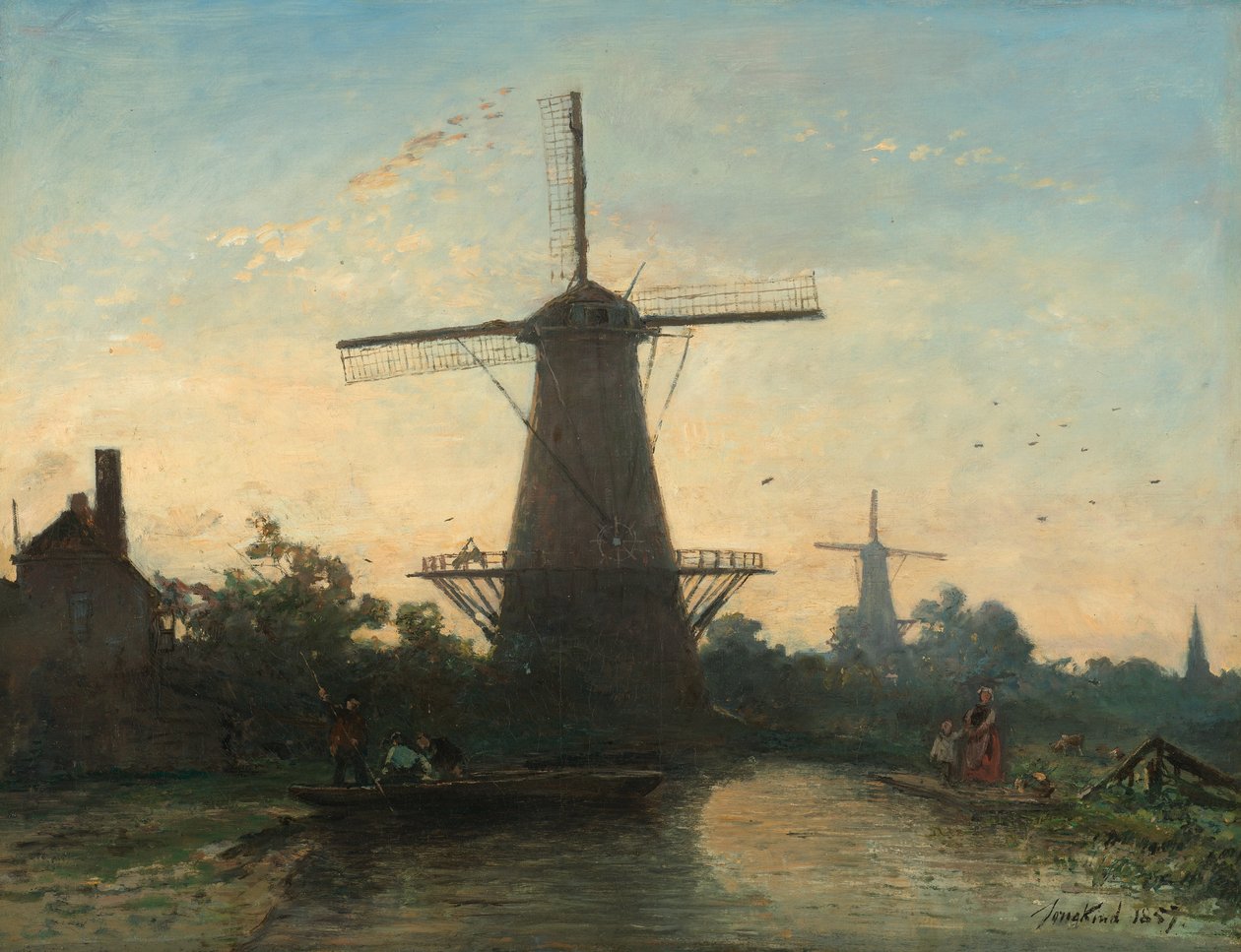 Myllyt lähellä Rotterdam tekijältä Johan Jongkind