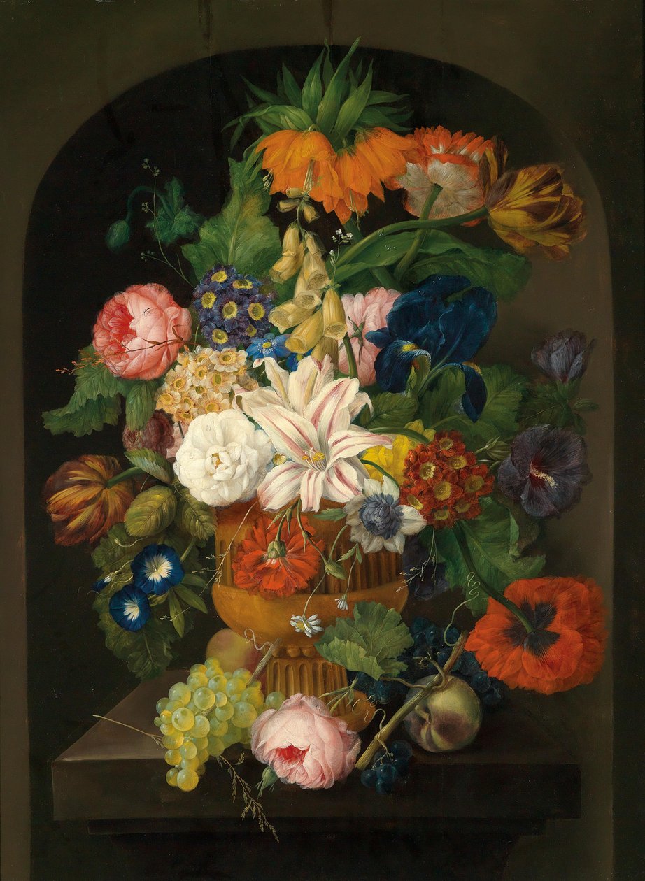 Blumenstillleben mit Trauben tekijältä Johann Baptist Drechsler