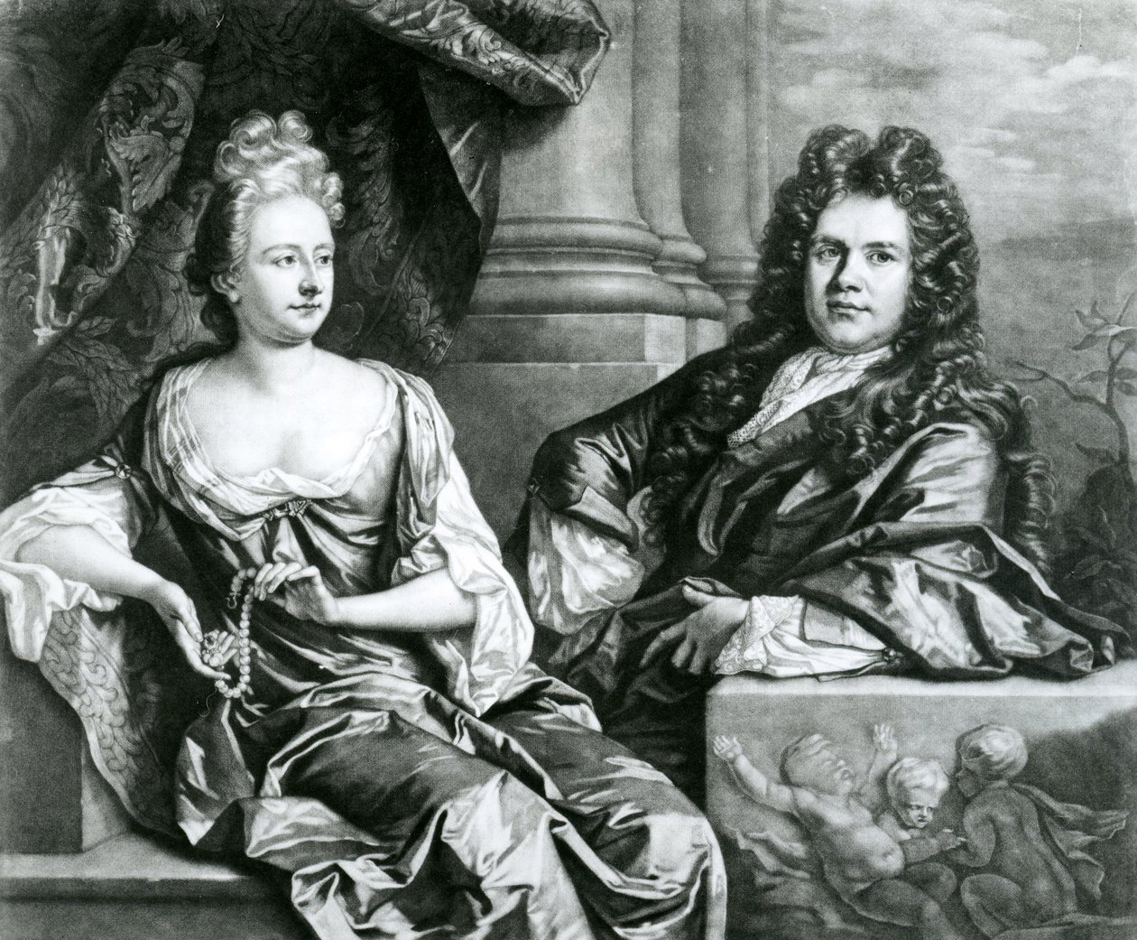 Herra ja rouva Gibbons, kaiverrettu John Smithin toimesta (kaiverrus). tekijältä Johann Closterman