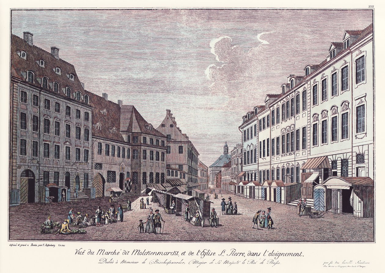 Ansicht des Molkenmarktes Alt-Berliinissä/maa tekijältä Johann Georg Rosenberg
