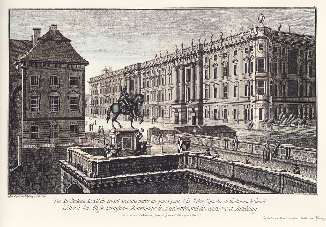 Ansicht des Schlosses mit der Langen Brücke, Alt-Berlin tekijältä Johann Georg Rosenberg