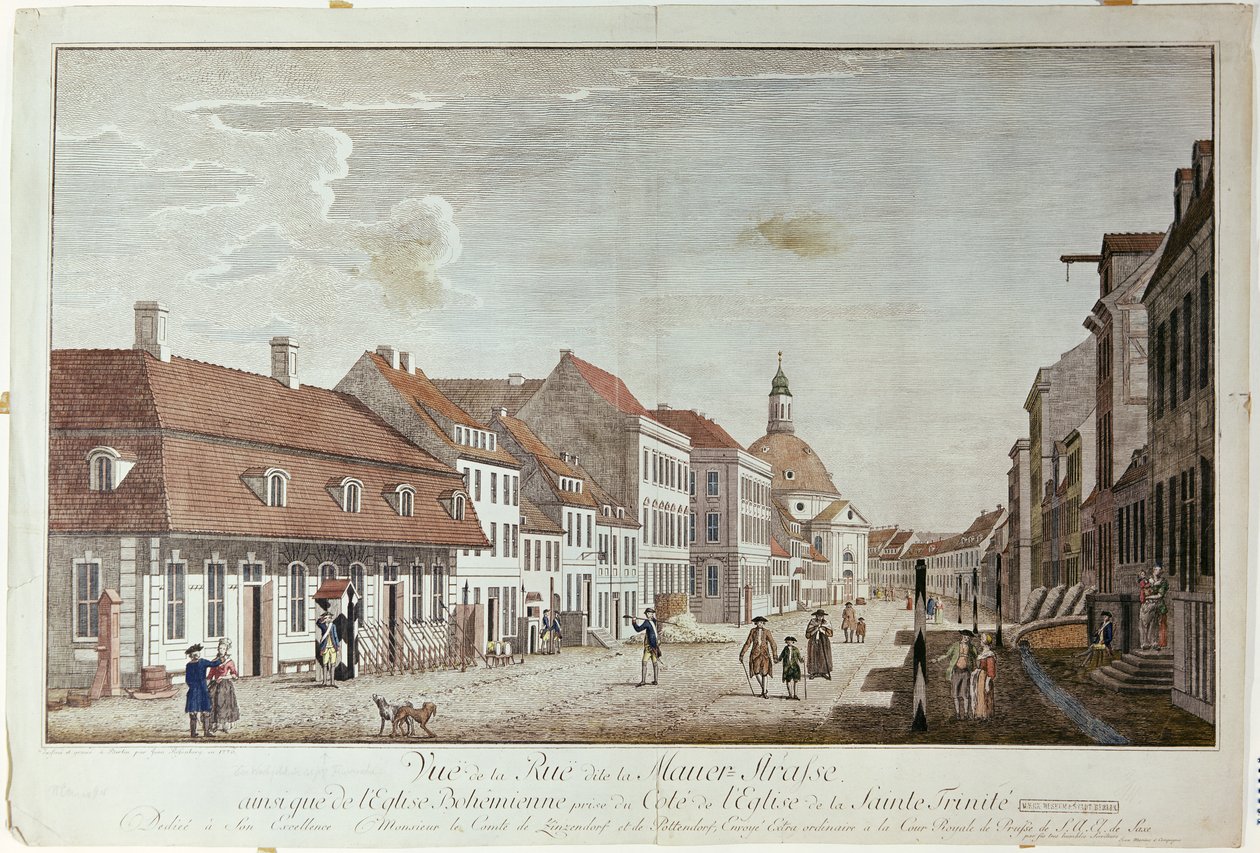 Näkymä Mauer Strasselle, Berliini, 1776 tekijältä Johann Georg Rosenberg