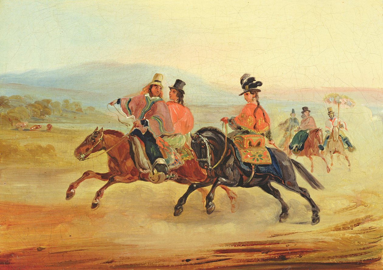 Chilen ratsastajat, n. 1835-1836 tekijältä Johann Moritz Rugendas