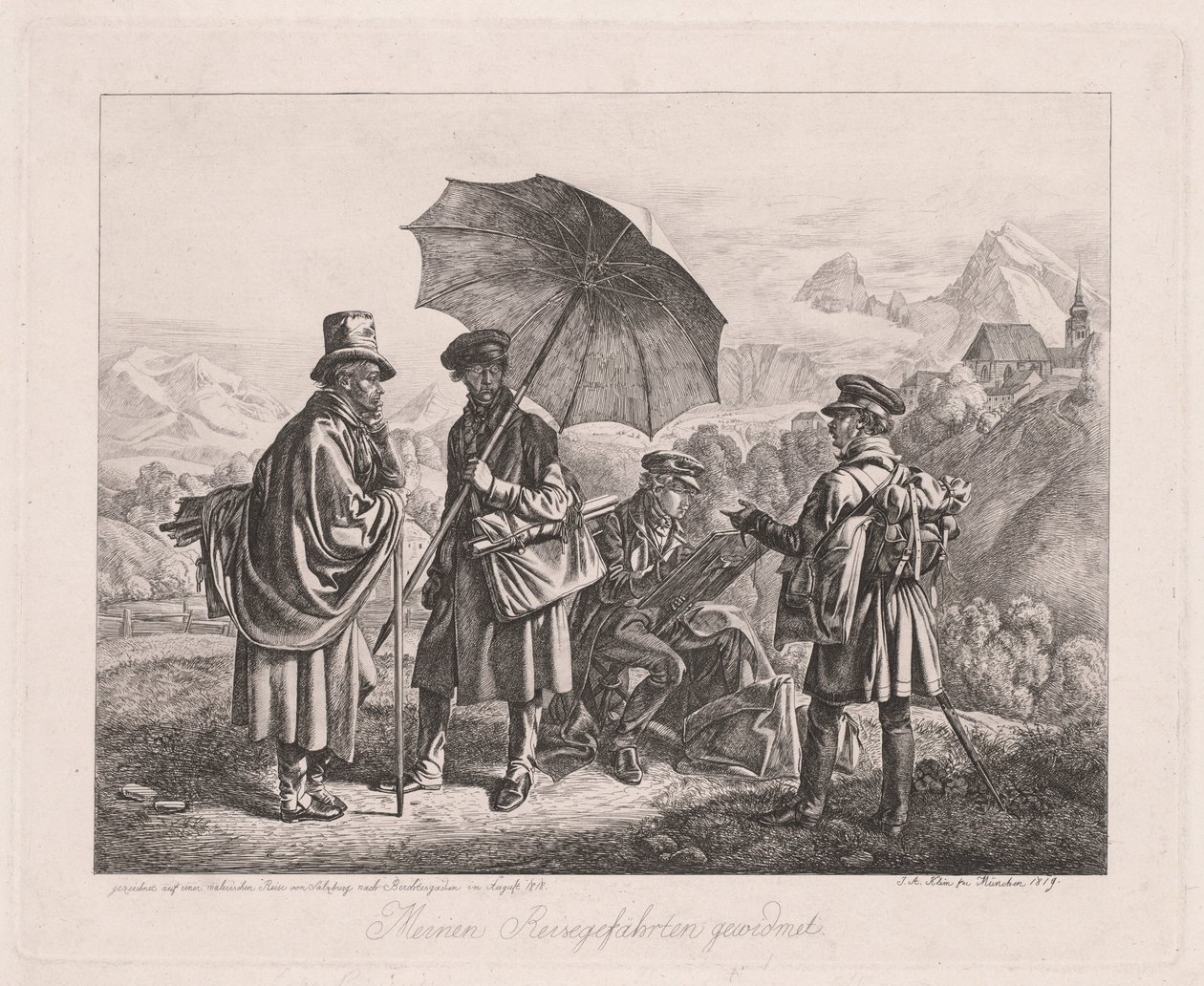 Taiteilijat matkalla, 1819. tekijältä Johann Adam Klein