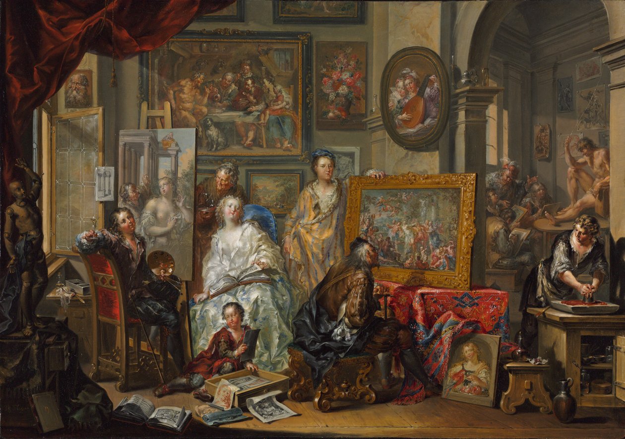 Taiteilijan studio tekijältä Johann Georg Platzer