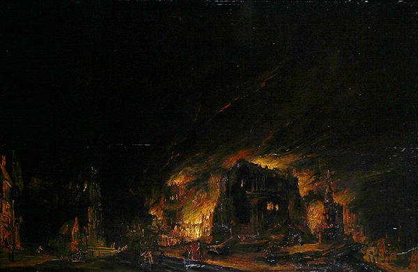 Tuli, n. 1760 (öljy puulle) tekijältä Johann Georg Trautmann