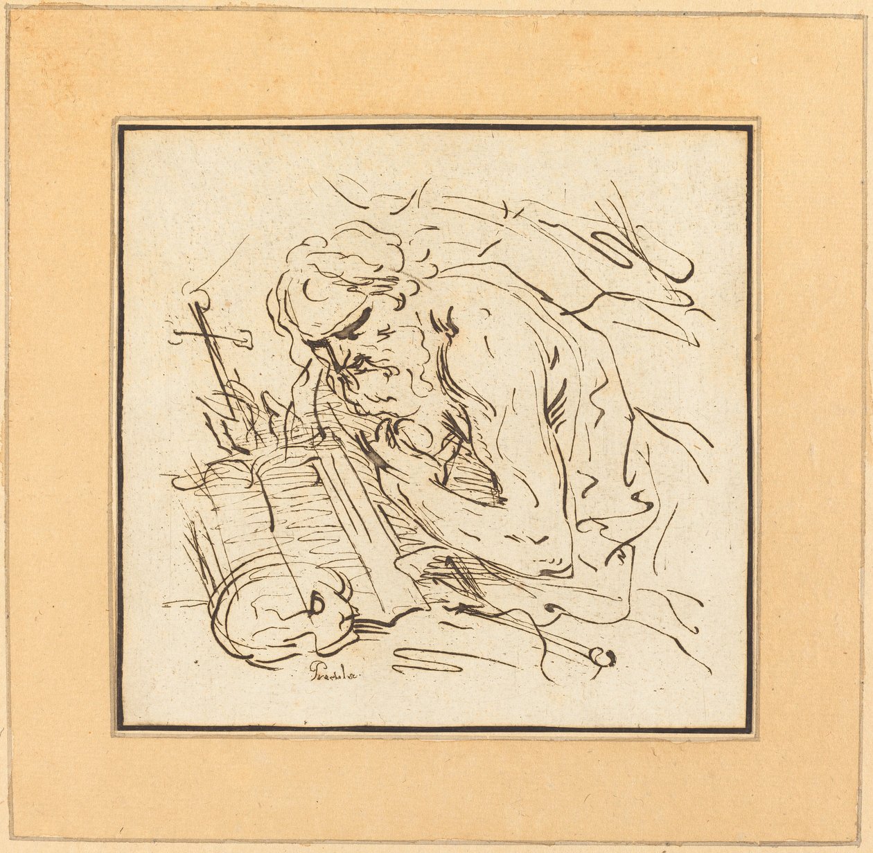 Pyhä Jerome tekijältä Johann Gottlieb Prestel after Domenichino