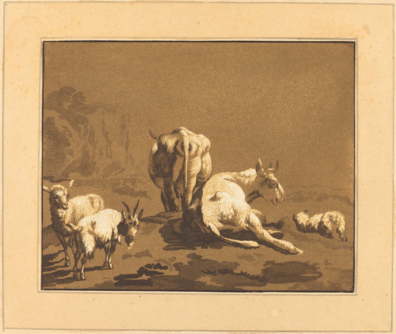 Lehmät tekijältä Johann Gottlieb Prestel after Joseph Wagner