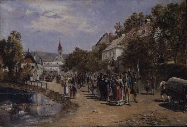 Kulkue kyläkadulla Itävallassa tekijältä Johann Hamza