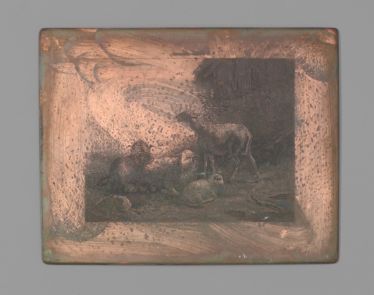 Neljä lammasta tekijältä Johann Heinrich Maria Hubert Rennefeld (signed by artist)