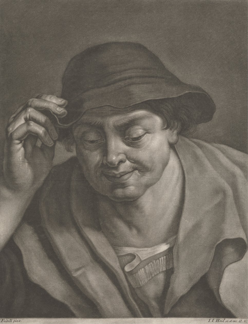 Mies päällään hattu tekijältä Johann Jacobus Haid