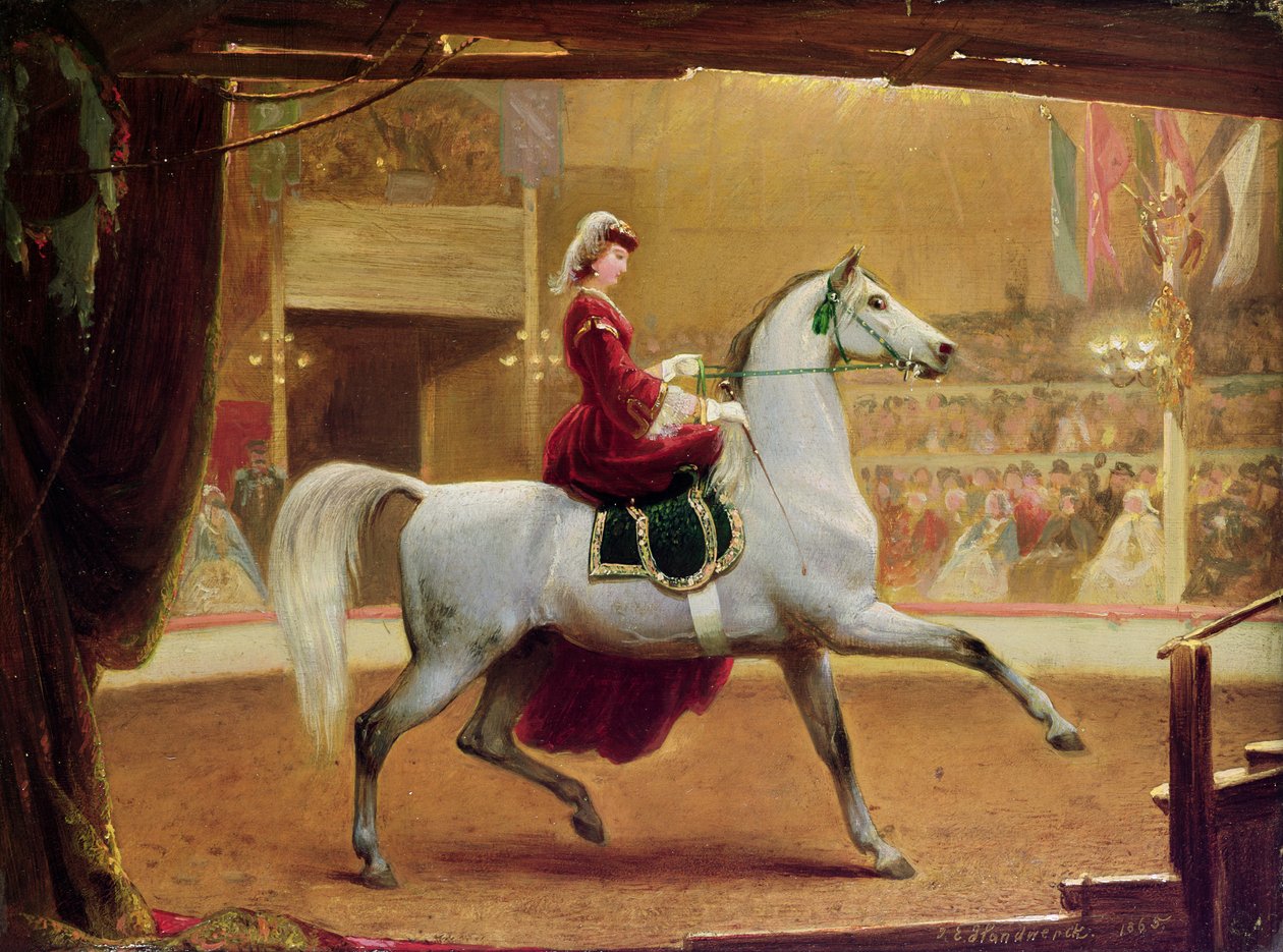 Sirkusratsastaja, 1865 tekijältä Johann Jakob Eduard Handwerk