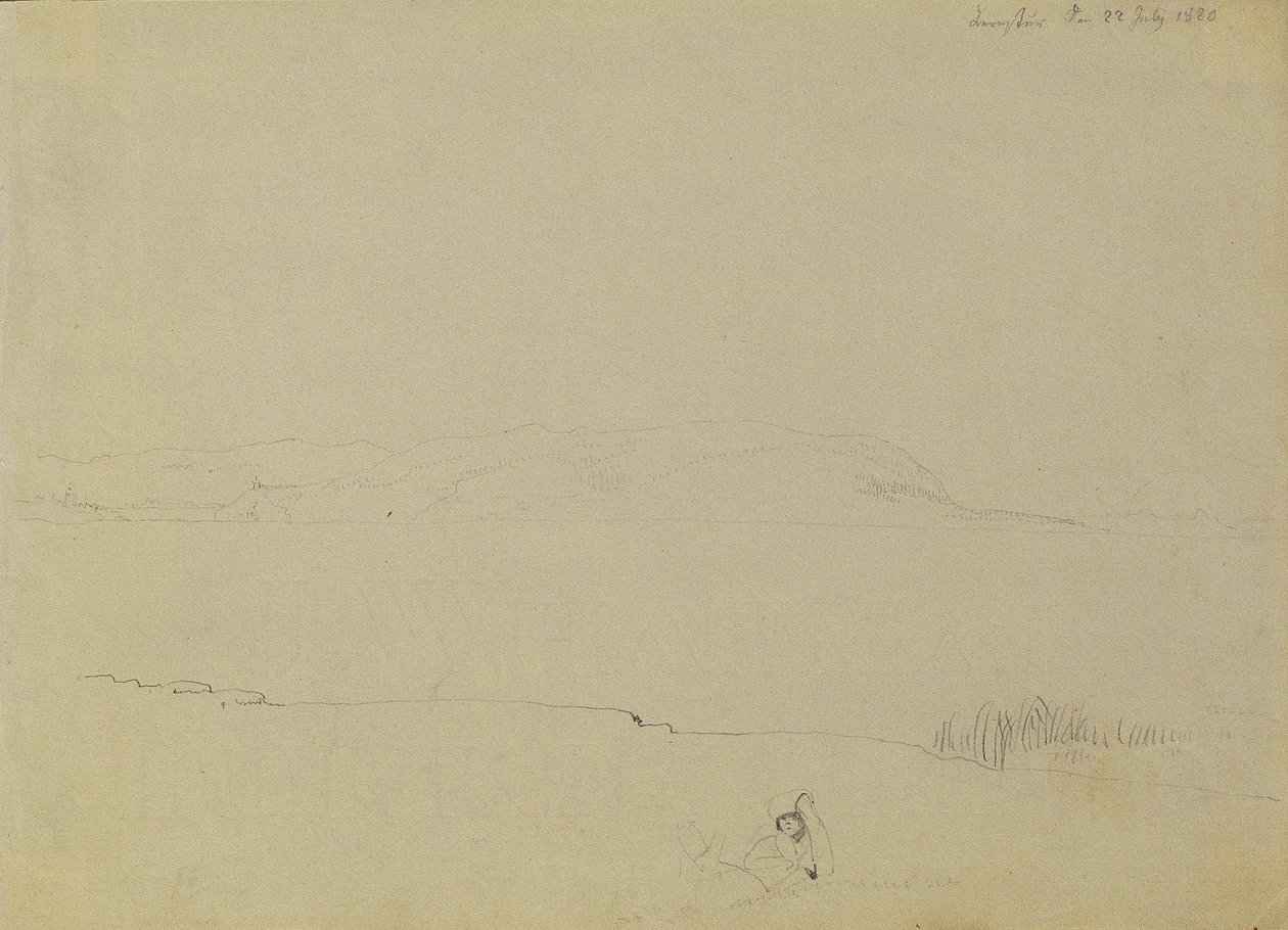 Maisemapiirros Balaton-järvestä tekijältä Johann Peter Krafft