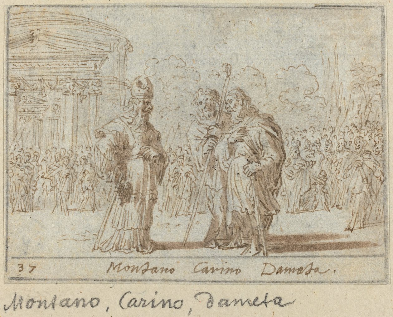 Montano, Carino ja Dameta, 1640. tekijältä Johann Wilhelm Baur