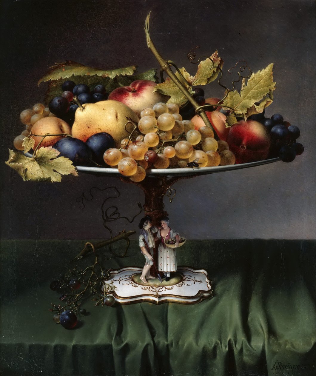 Früchte auf einer Porzellanschale tekijältä Johann Wilhelm Preyer