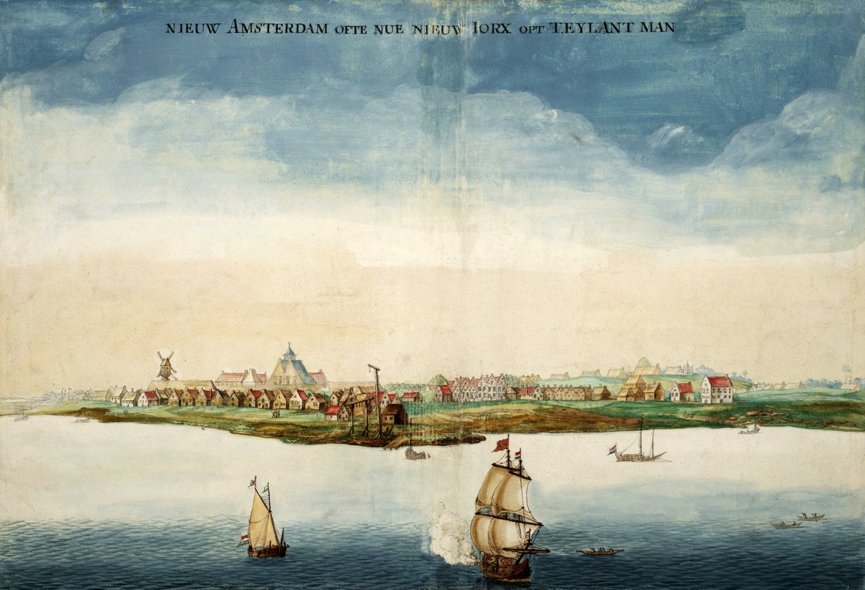 Gezicht op Nieuw Amsterdam tekijältä Johannes Vingboons