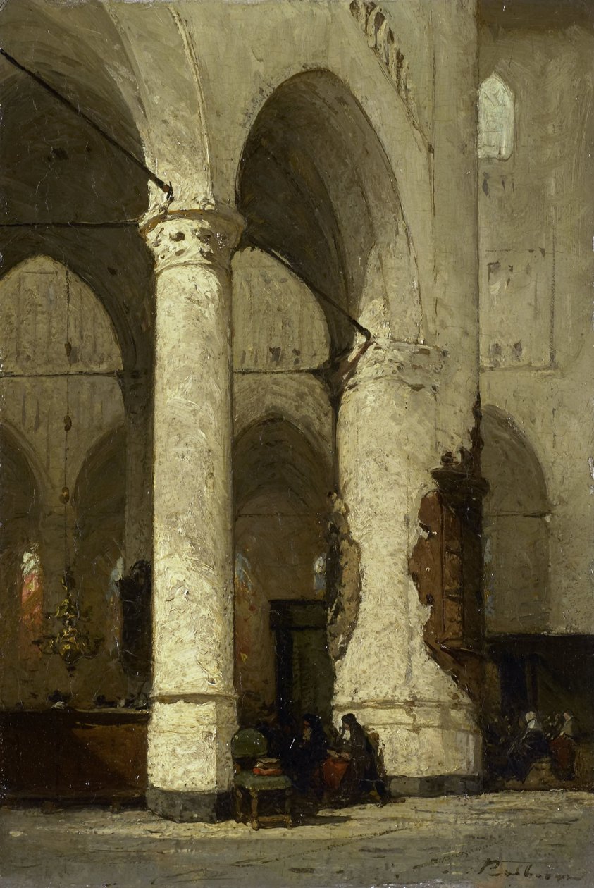 Leidenin Hooglandse-kirkon sisätilat tekijältä Johannes Bosboom
