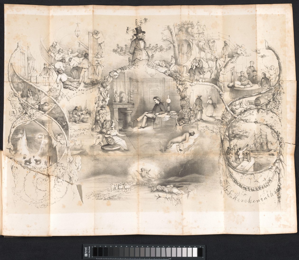 Sarjakuva Leidenin opiskelijaalmanakissa, 1854 tekijältä Johannes Christiaan d