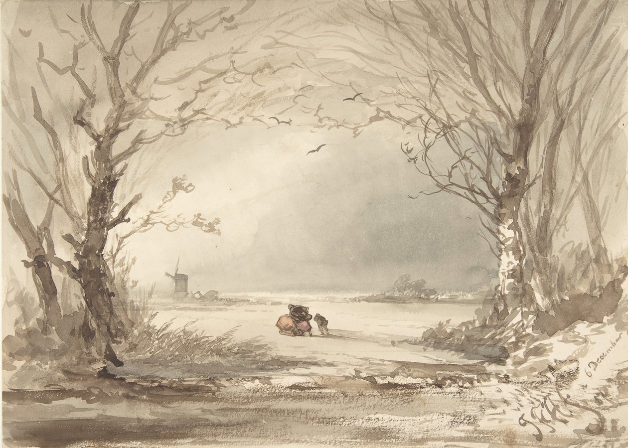 Talvimaisema, 1854. tekijältä Johannes Franciscus Hoppenbrouwers