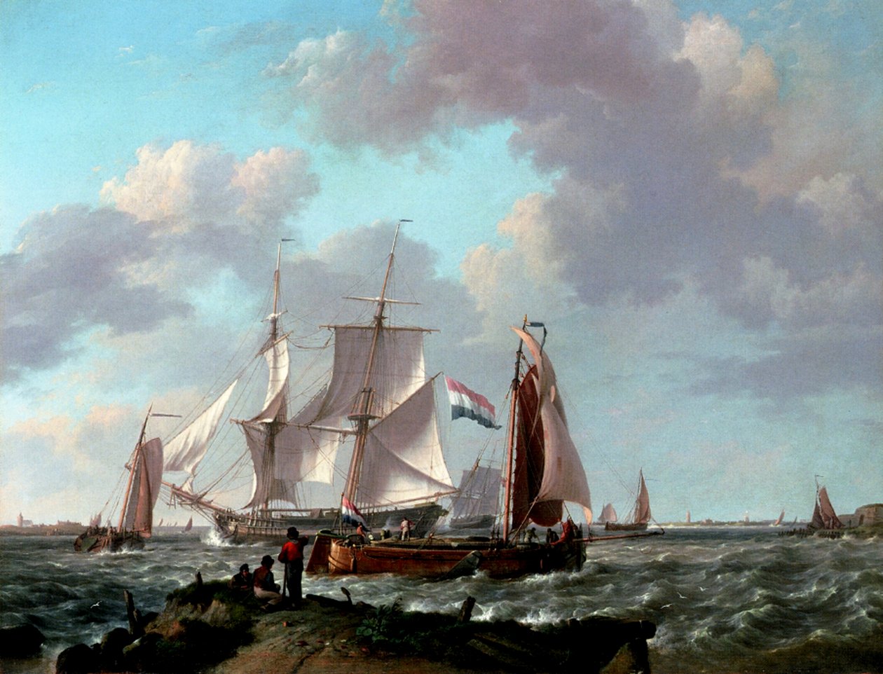Laivat lähellä rannikkoa, 1831 tekijältä Johannes Hermann Barend Koekkoek