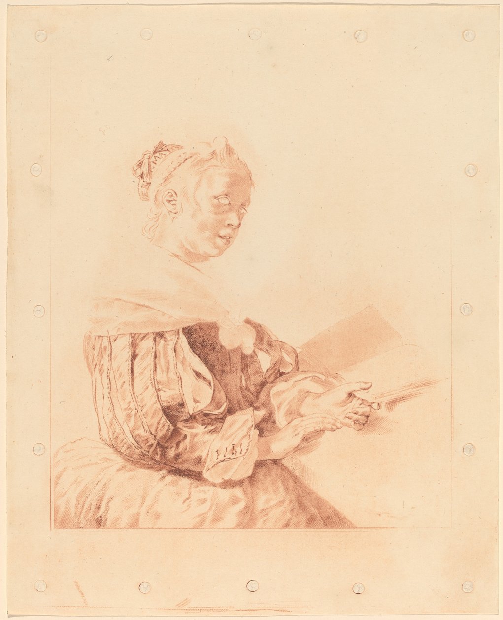 Nuori tyttö näppäimistöllä, 1767. tekijältä Johannes Kornlein