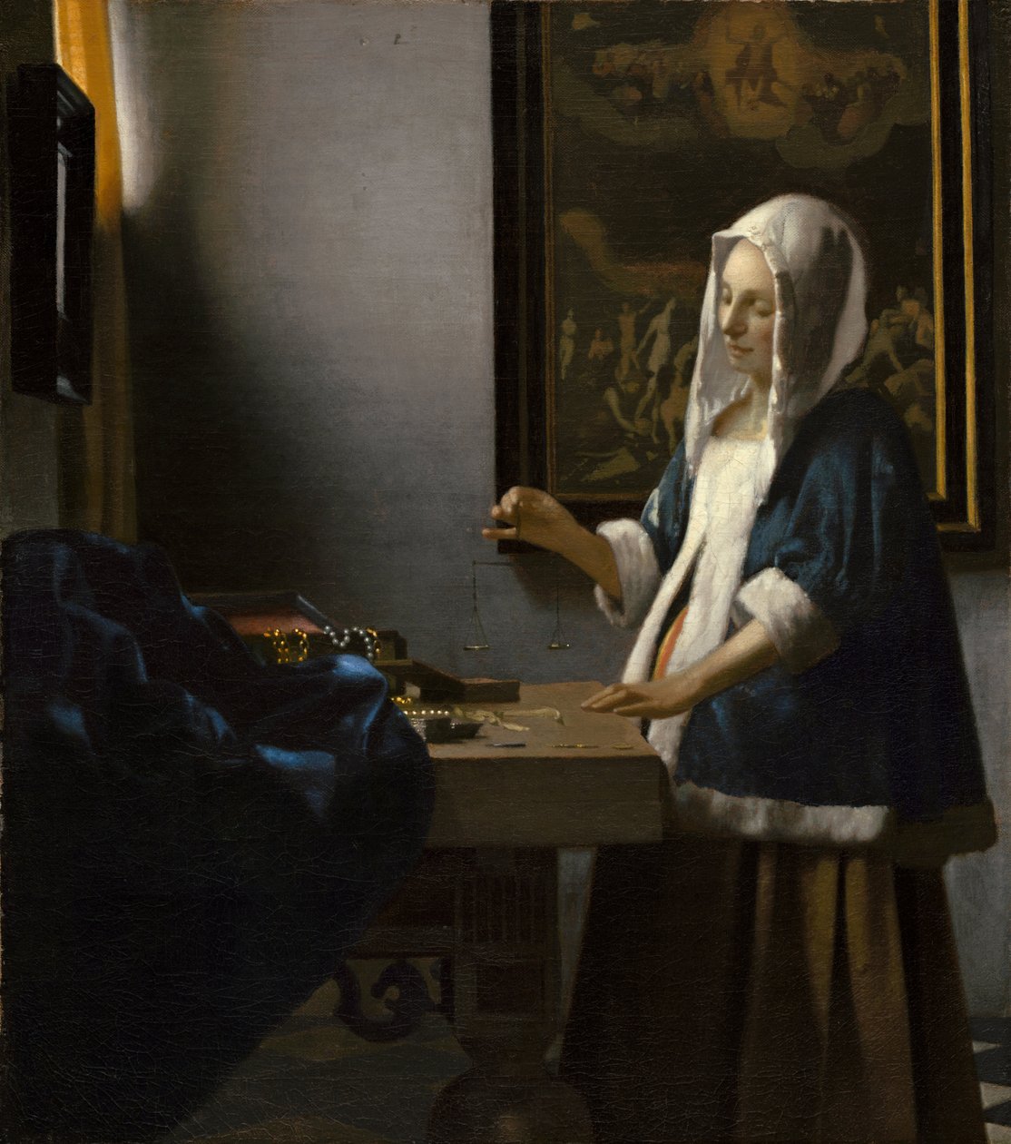 Nainen, joka pitää tasapainoa tekijältä Johannes Vermeer