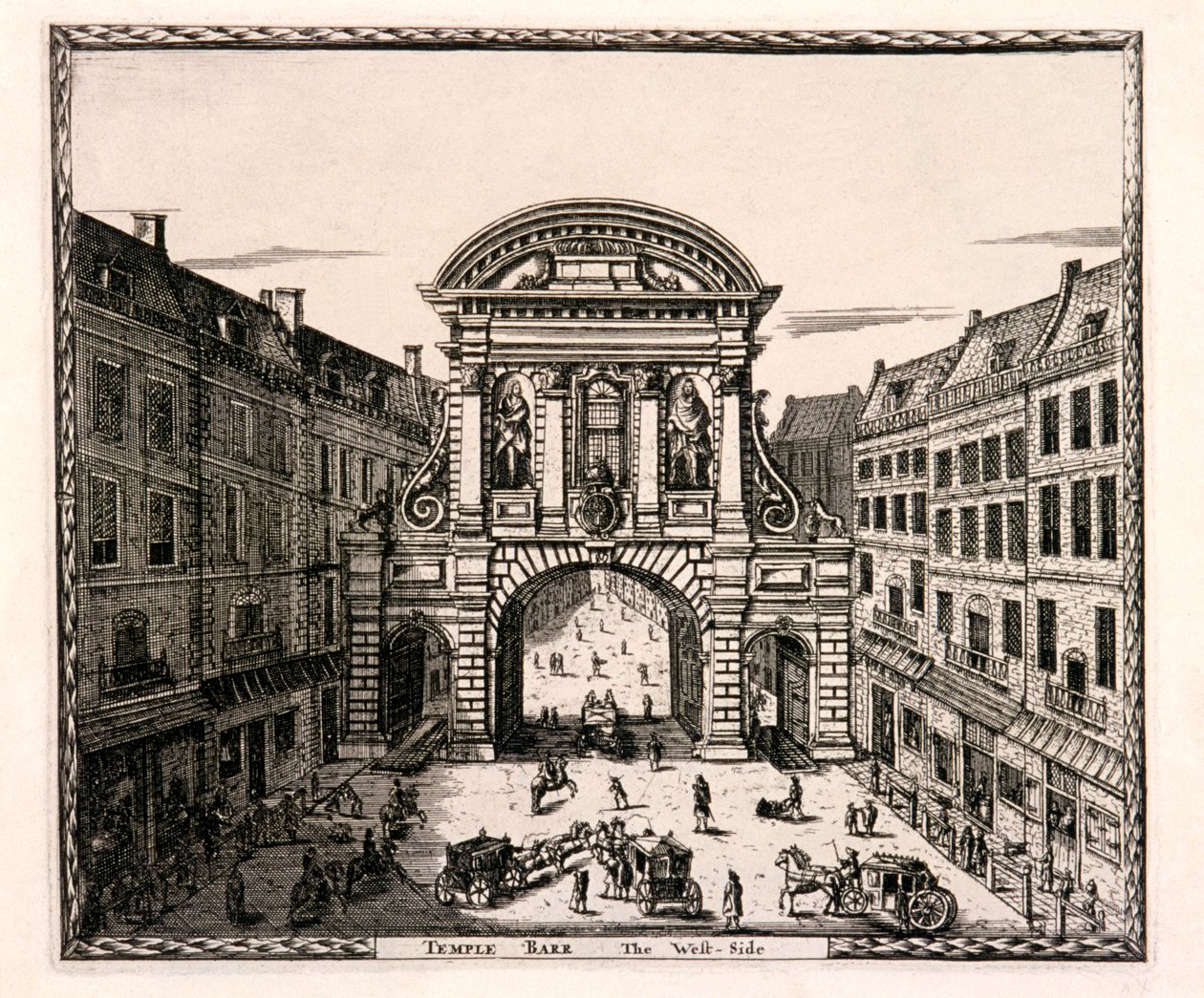 Temple Bar, Lontoo, c1700 tekijältä Johannes de Ram