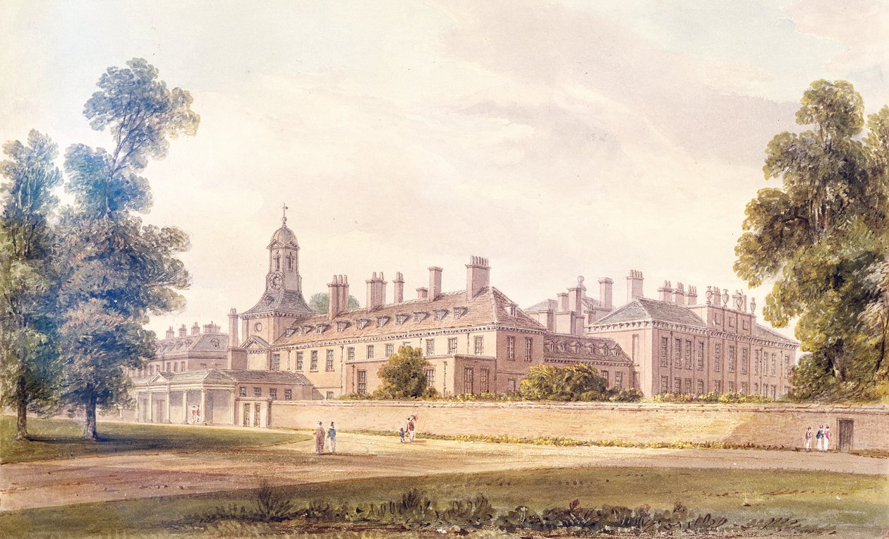Kensingtonin palatsin lounaisnäkymä, 1826 tekijältä John Chessell Buckler