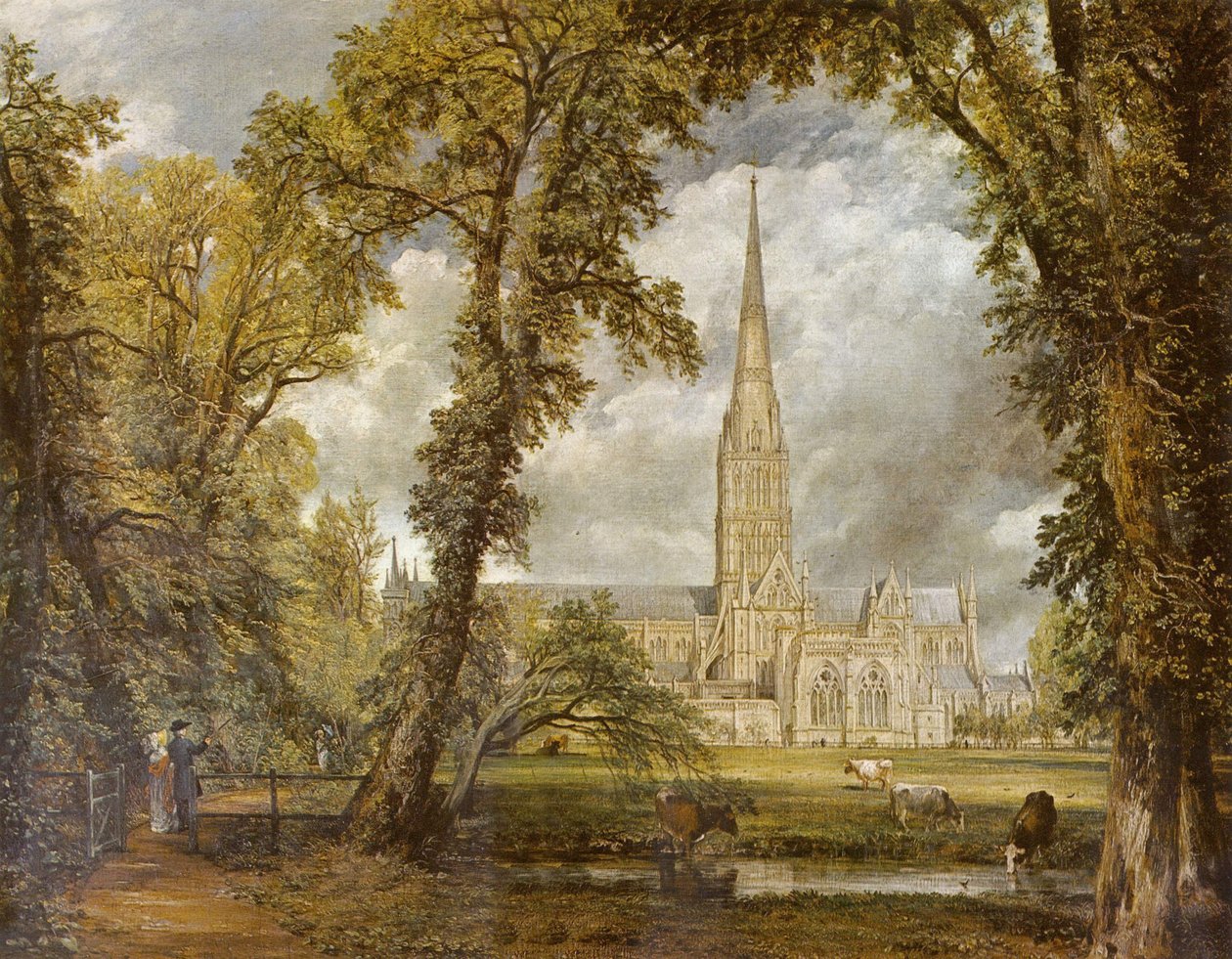 Kathedrale von Salisbury vom Garten des Bischofs aus gesehen tekijältä John Constable