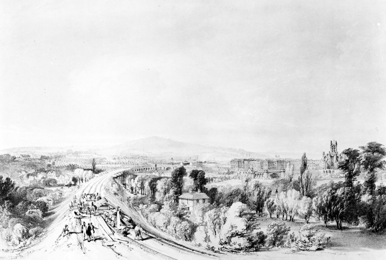 Bath, 1846 (kynä, muste ja pesu paperille) tekijältä John Cooke Bourne