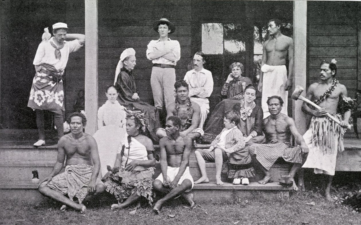 Robert Louis Stevenson perheensä kanssa Vailimassa, Samoassa, 1892 tekijältä John Davis
