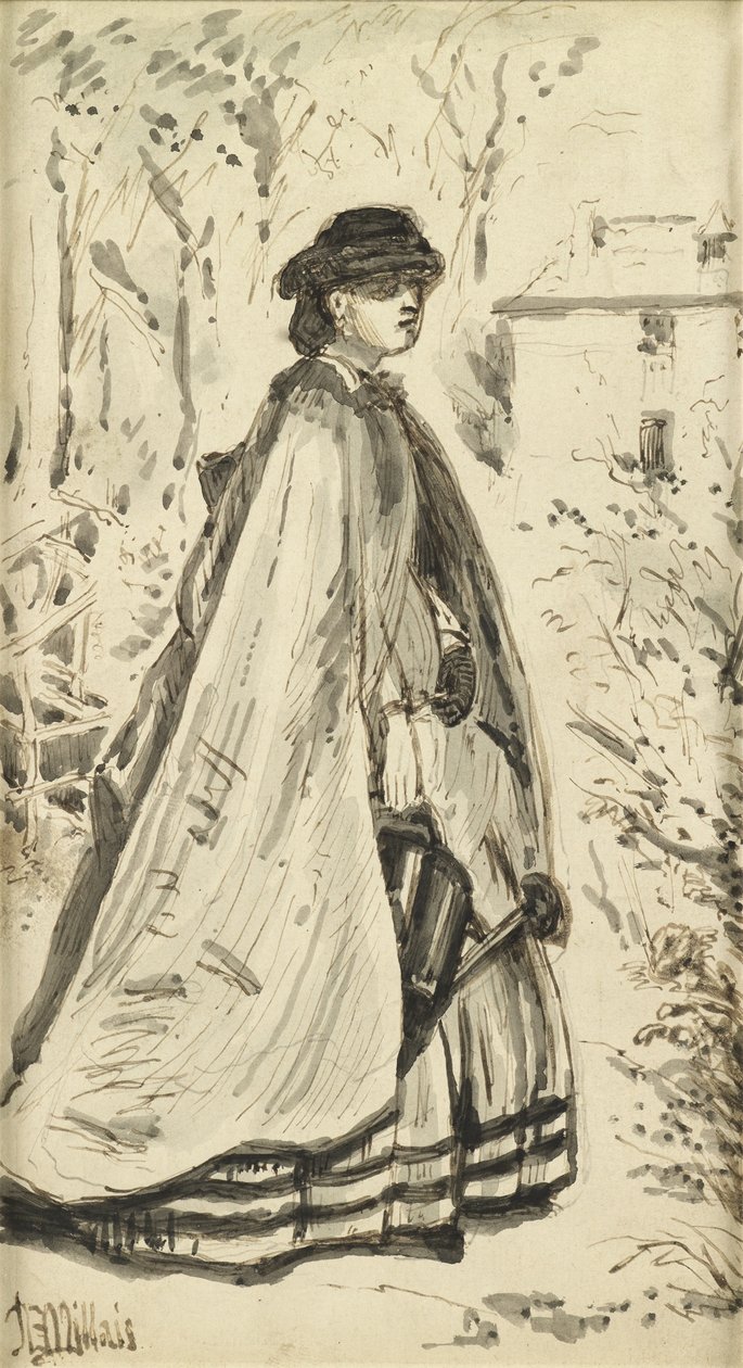Kukkii kauniimmin kuin ruusu (kynä ja muste ja pese paperille) tekijältä John Everett Millais