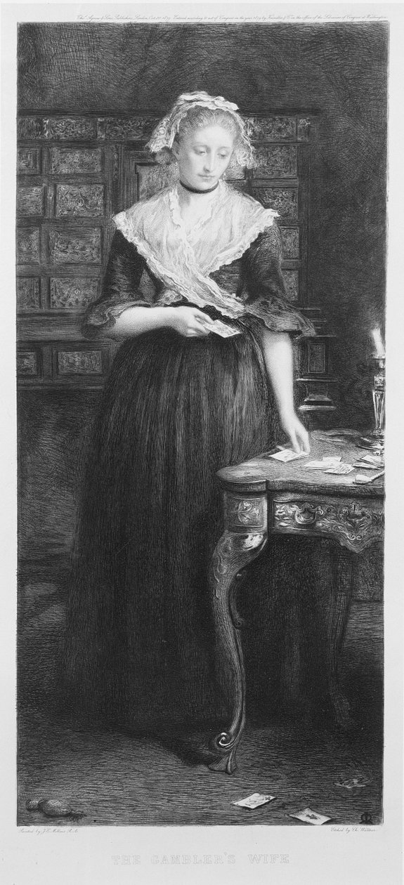 Pelaajan vaimo, kaiverrus Charles A. Waltner (1846-1925) pub. Thomas Agnew und Sons, 1879 tekijältä John Everett Millais