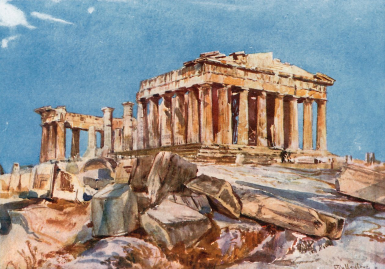 Parthenon Propylaean itäisen portikon pohjoispäästä tekijältä John Fulleylove